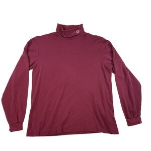 Lands' End Vintage Women's 100% Cotton Plum M 10-12 Monogram Turtleneck
